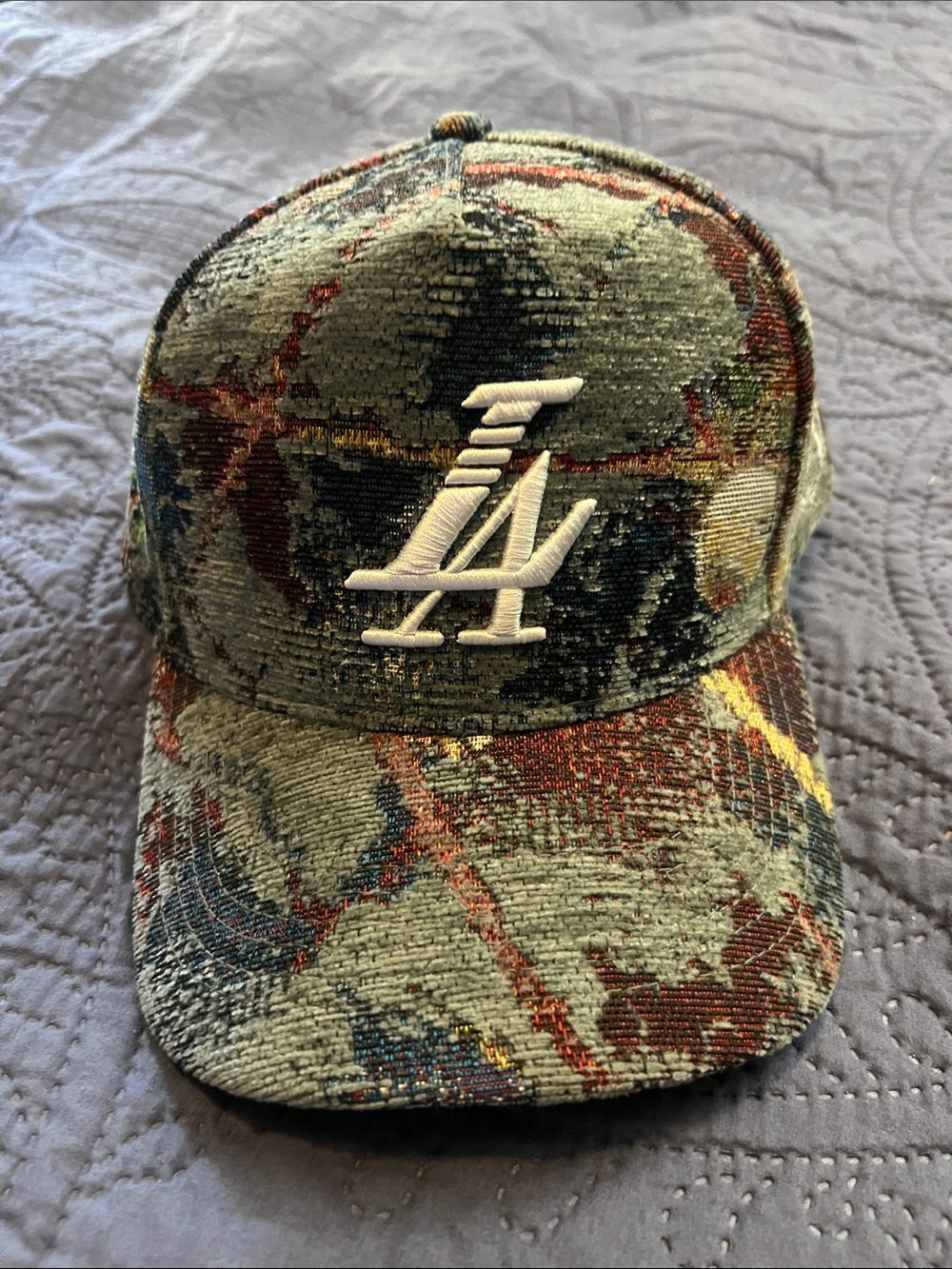 🔥LA Logo Textured Green Multicolor SnapBack hat Rare colorway